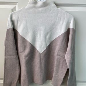 White/Light Brown Turtleneck Sweater